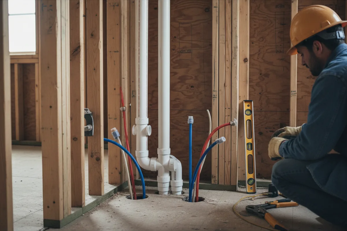 Drain and supply rough-in during Toilet Repair and Installation in Sherrill